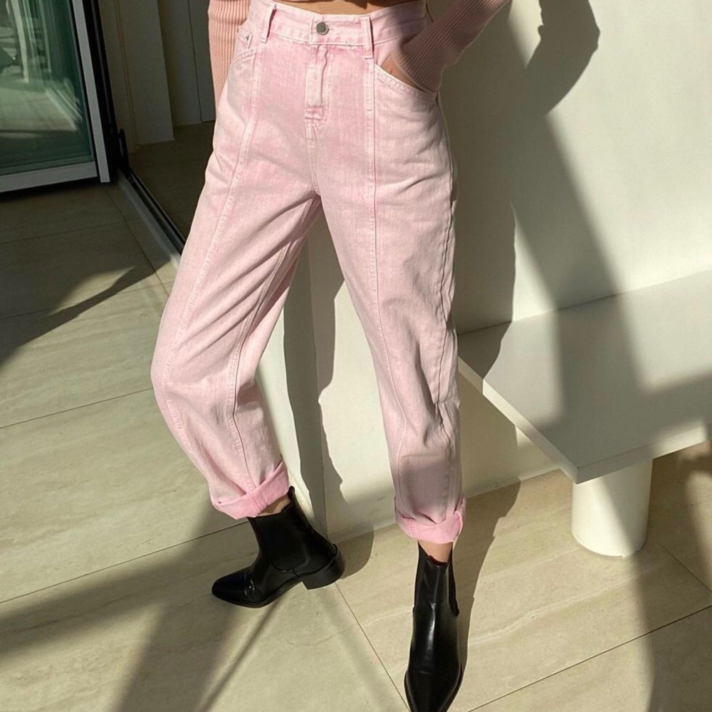 Korean Design Pink Denim Pants
